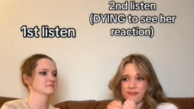 Carte meme 1st Listen, 2nd Listen (Dying To See Her Reaction)