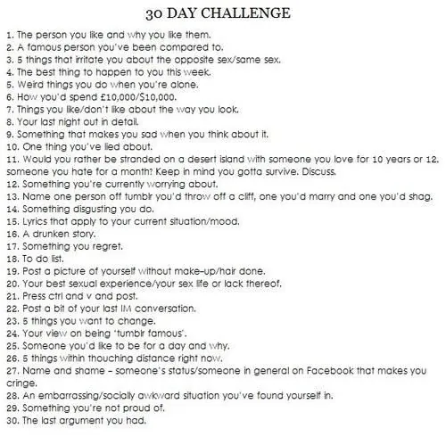 30 Day Challenges meme card