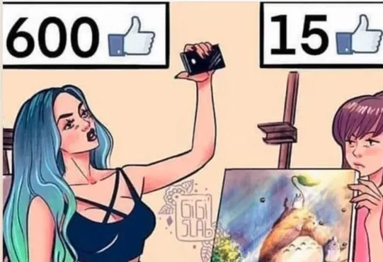Carte meme 600 Likes vs. 15 Likes