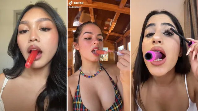 Addison Rae Lip Gloss Trend meme card