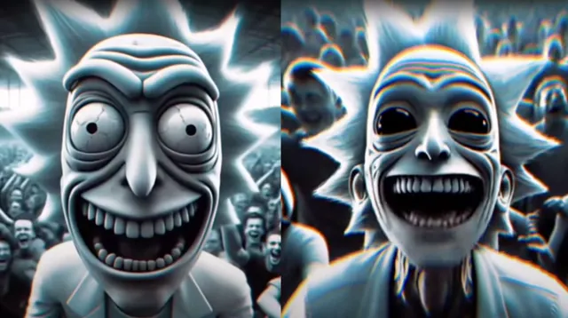 AI Rick Laughing meme card