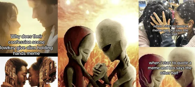Carte meme Aliens Holding Hands / Aliens Touching Heads