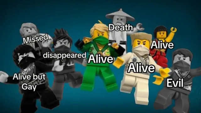 Alive But Gay / Ninjago Then vs. Now meme card