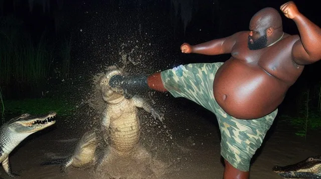 Alligator Kick / Black Guy Kicking Alligator meme card