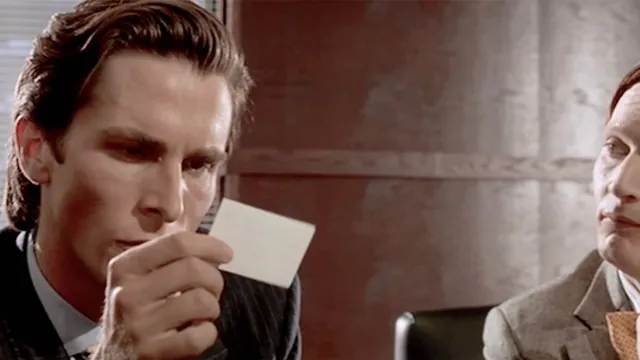 American Psycho Business Card Scene / Let's See Paul Allen's Card meme card