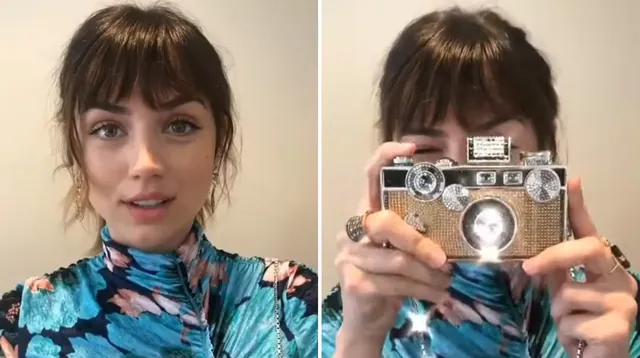 Ana de Armas Saying "Smile" meme card