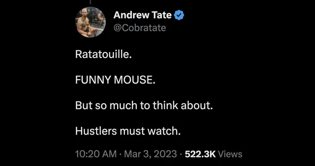 Carte meme Andrew Tate "Ratatouille. FUNNY MOUSE. But So Much to Think About."