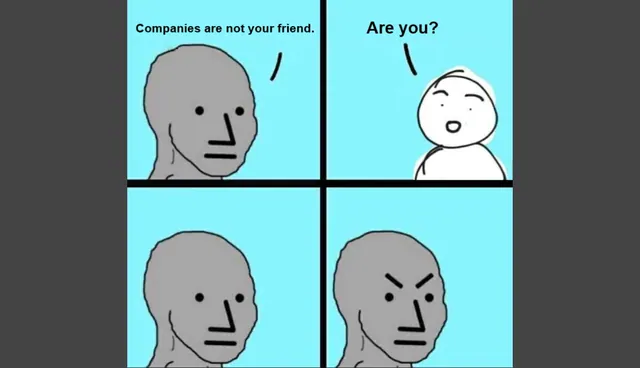 Angry NPC Wojak meme card