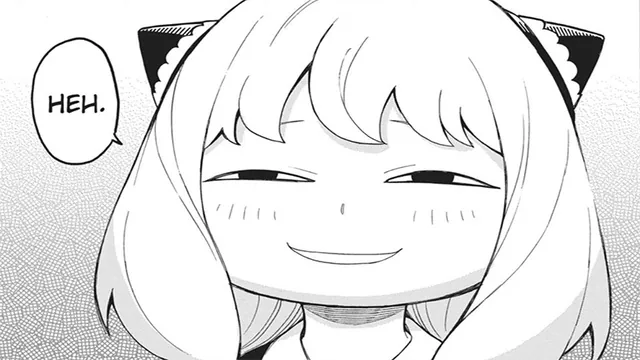 Anya's "Heh" Face / Anya Smug Face meme card