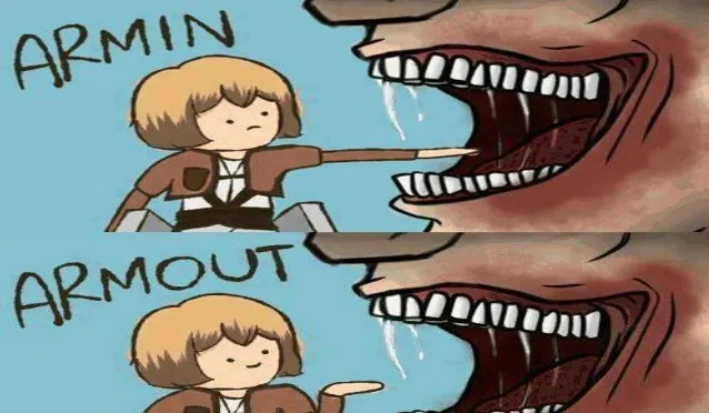 Armin Armout meme card