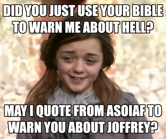 Carte meme Atheist Arya
