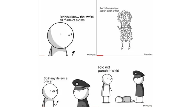 Atoms Never Touch meme card