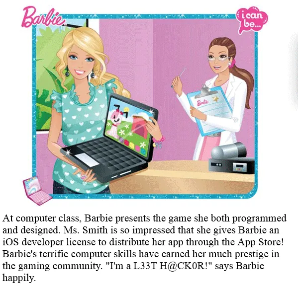 Barbie: I Can Be a Computer Engineer Parodies meme card