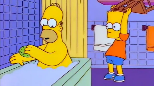 Carte meme Bart Hits Homer With a Chair