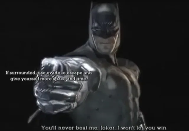 Batman Arkham Game Over Screens meme card