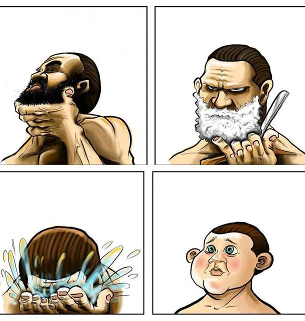Beard Shaving Comic Parodies meme card