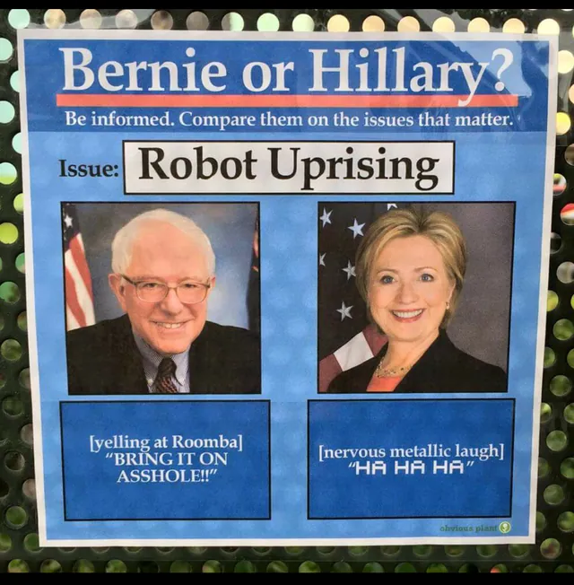 Bernie or Hillary? meme card
