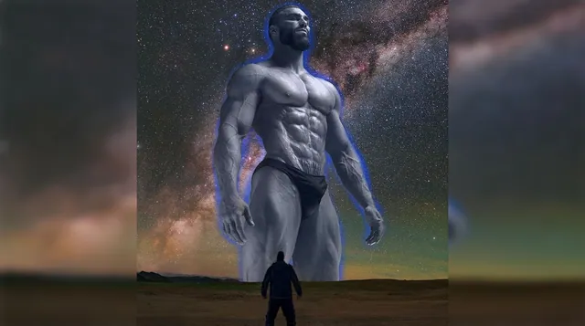 Carte meme Big Gigachad vs. Manlet