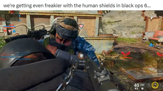 Black Ops 6 Human Shields meme card