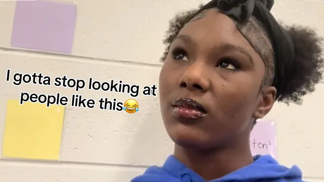 Blue Hoodie Girl / I Gotta Stop Looking at People Like This meme card