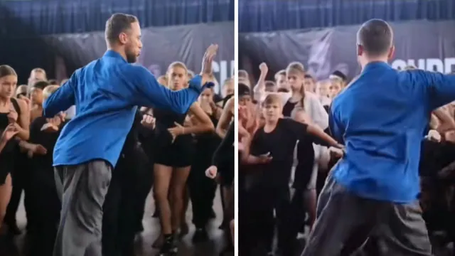 Blue Shirt Guy Dance meme card