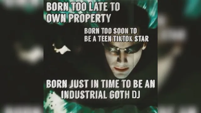 Carte meme Né trop tard pour posséder des biens, né trop tôt pour être une star TikTok ado, né juste à temps pour X