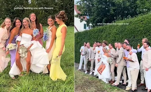 Carte meme Bride Flashes Wedding Party / Ninalingstroem Flashes Groomsmen