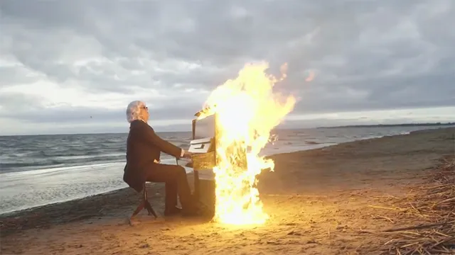 Burning Piano meme card