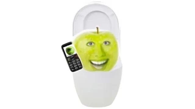 Burping Apple on Toilet meme card