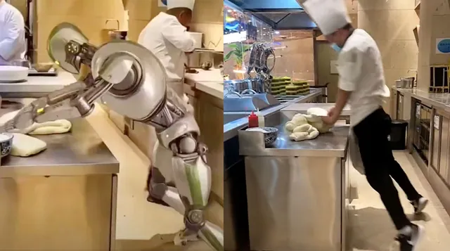 Chef / Robot Kneading Dough meme card