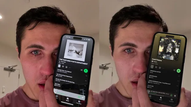 Chris Olsen Holding Up Spotify Crying meme card
