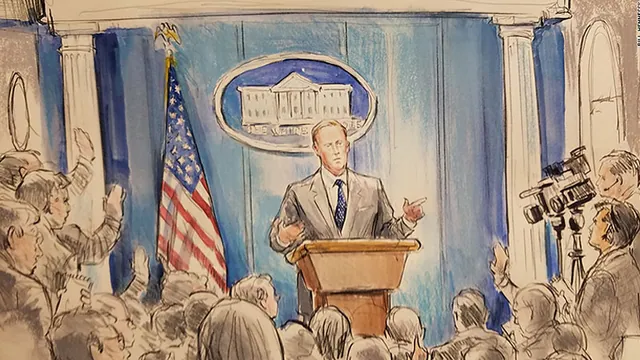CNN White House Press Briefing Sketch meme card