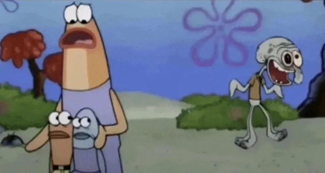 Crazy Squidward meme card