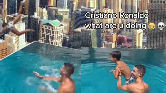 Carte meme Cristiano Ronaldo Joga Filho Na Piscina / Cristiano Ronaldo Throws Son Out Of Th...