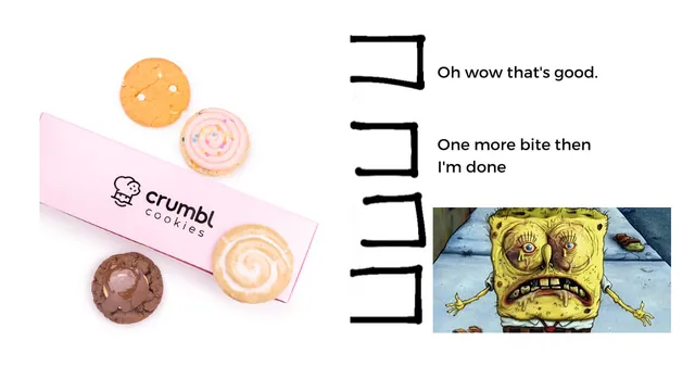 Crumbl Cookies meme card