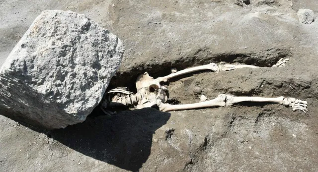 Crushed Pompeii Skeleton meme card