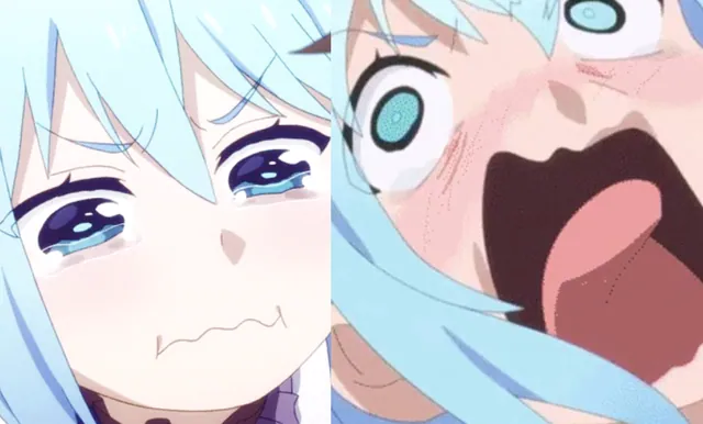 Crying Aqua / Screaming Aqua / Pouting Aqua meme card