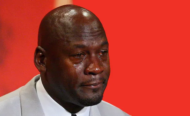 Crying Michael Jordan meme card
