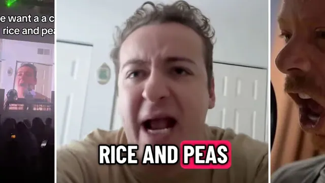Curry Goat Rice and Peas meme card