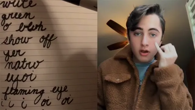 Cursive Singing meme card