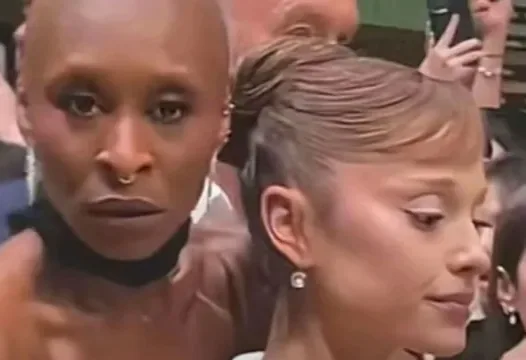 Cynthia Erivo Protecting Ariana Grande meme card