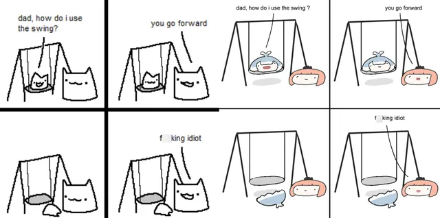 Dad, How Do I Use The Swing? meme card