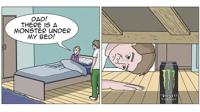 Dad! There Is a Monster Under My Bed meme card