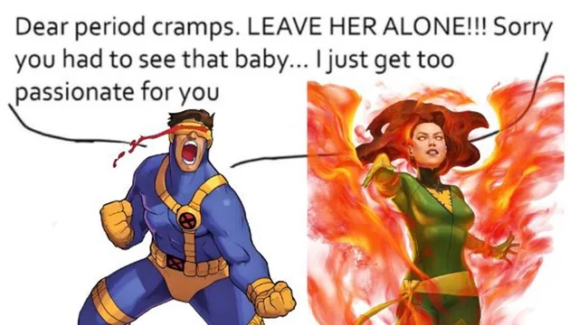Dear Period Cramps, Leave Her Alone meme card