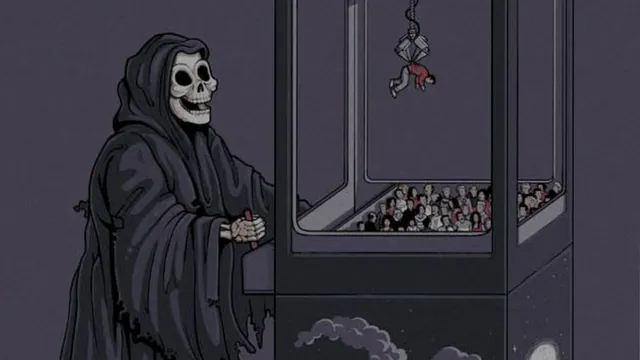Death at the Claw Machine meme card
