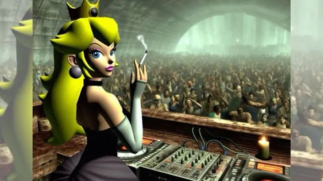 DJ Peaches / Princess Peach Techno Rave meme card