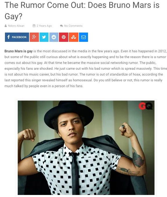 Does Bruno Mars Is Gay? meme card