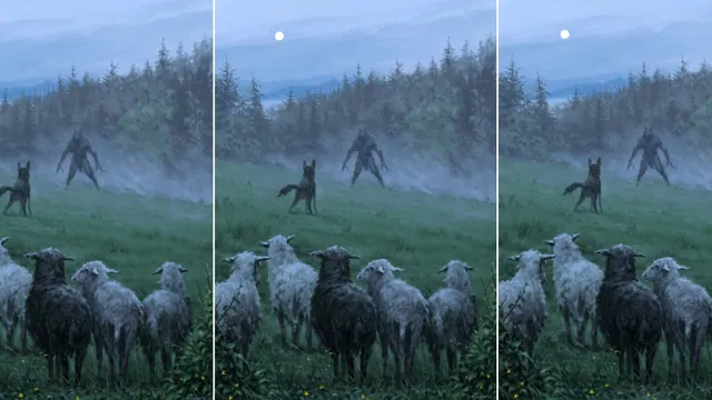 Dog Defending Sheep From Werewolf meme card