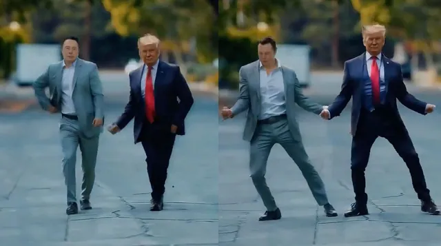 Donald Trump and Elon Musk's AI Dance Video meme card