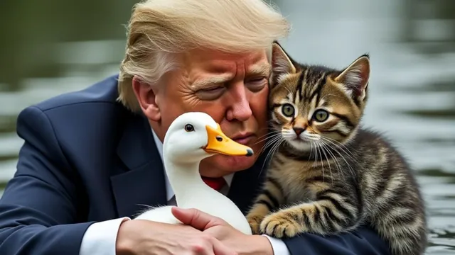 Carte meme Donald Trump Cat and Duck AI Images